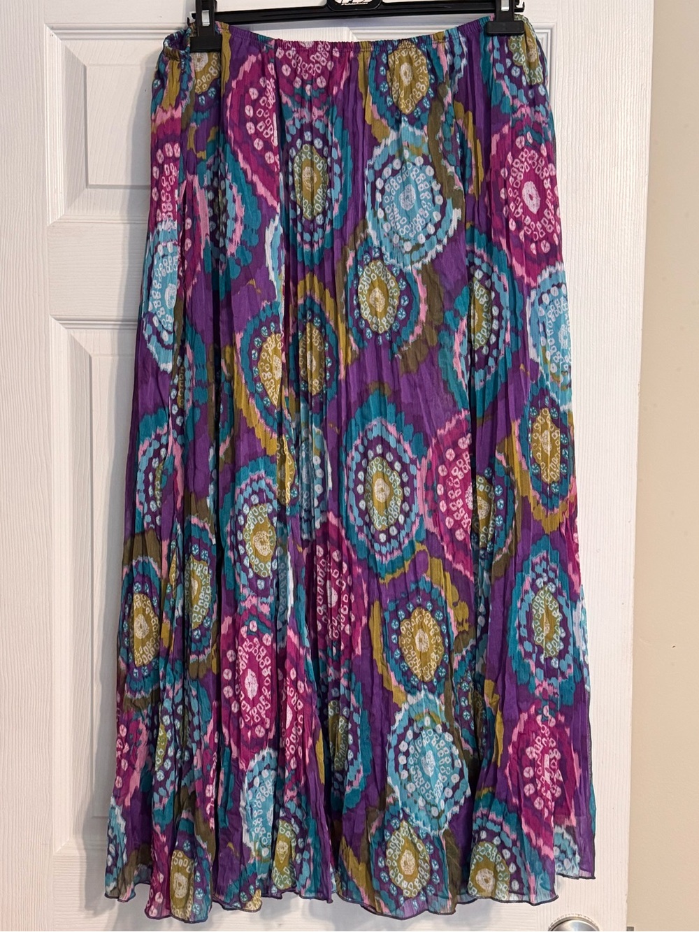 Ruby Rd Boho Colorful Pleated Elastic Waist Pull On Maxi Broomstick Skirt Sz 20W